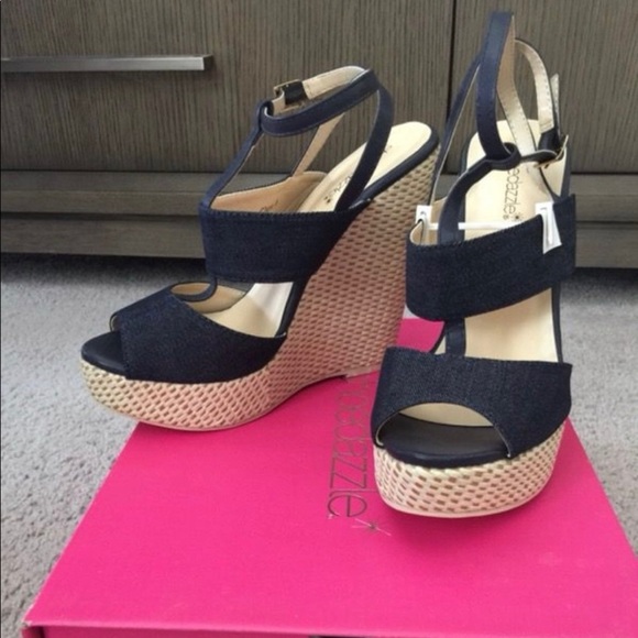 Dark Denim Wedge Platforms | Size 9 (runs small/fits an 8) - Picture 1 of 5
